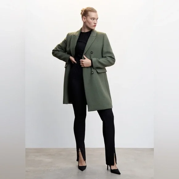 NEW Mango Wool Blend Double-Breasted Coat, Size XS - Picture 6 of 14